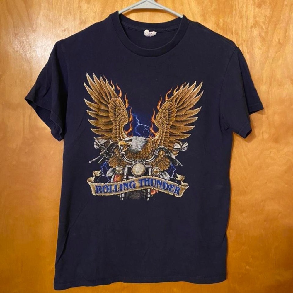 Vintage 90s Rolling Thunder Eagle Motorcycle Tee
Mens Medium.